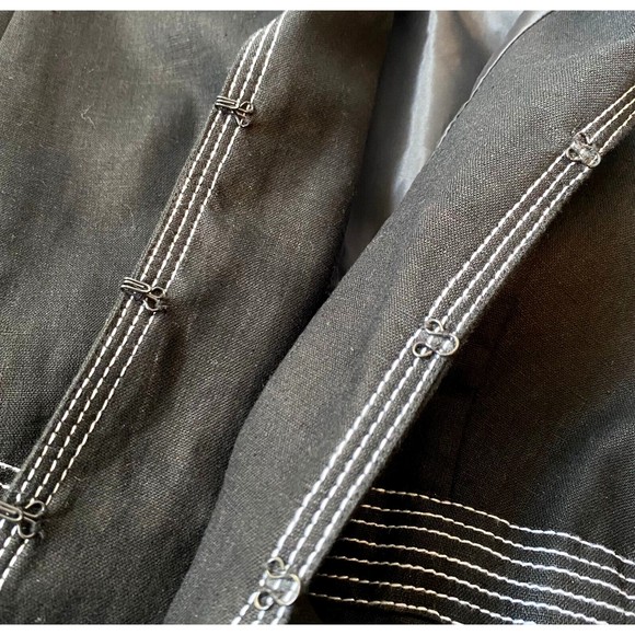 NWT JM Collection Womens Iris Garden Embellished Linen Blazer Jacket Black Sz 16 - Picture 10 of 14